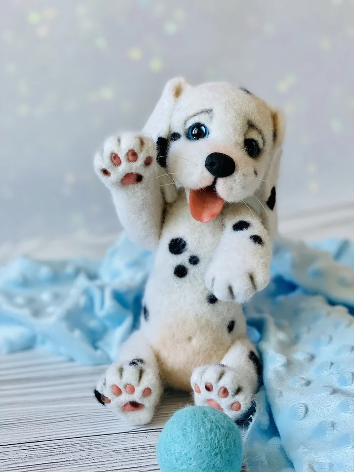 Puppy Dalmatian or What to call it? - My, Needlework without process, Toys, With your own hands, Presents, Handmade, Puppies, Dog, Author's toy, Dalmatian, Question, Longpost