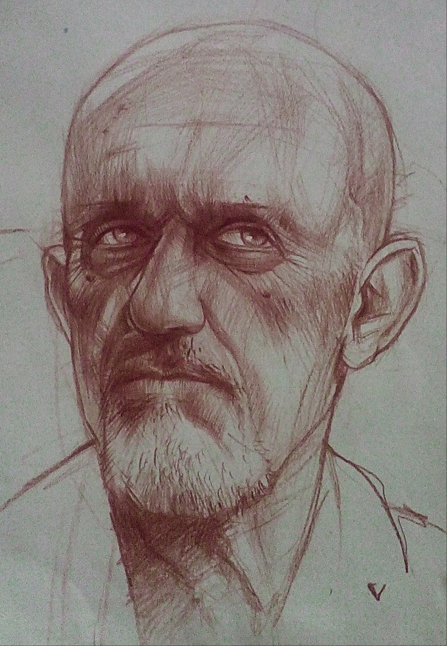 Ehrmantraut - My, Drawing, Sketch, Painting, Sketch, Graphics, Jonathan Banks, Mike Ehrmantraut, Breaking Bad, Portrait