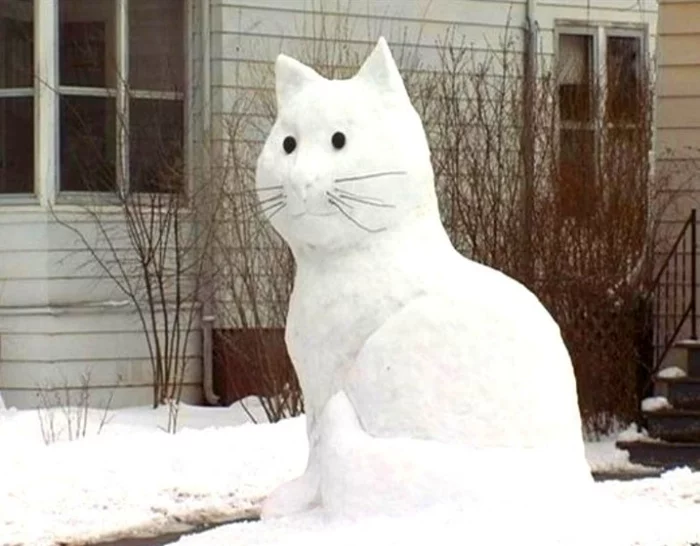 Snow sculptures... Send-off of winter)) - My, Spring, March, Snow, cat, Snow figures, Picture with text, Longpost, 