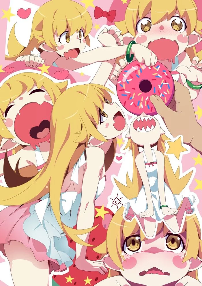 Donut Hunting) - Anime art, Anime, Art, Girls, Shinobu oshino, Monogatari series, Yocto mako, Longpost