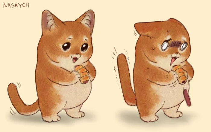 Oh no - My, cat, Art, Digital drawing, Sausage in dough, Dropped, 