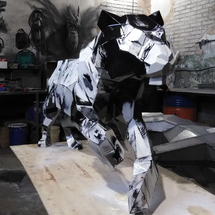 I'm also a bit of an expressionist. - My, Low poly, Tiger, Art, Welding, Handmade, With your own hands, Video, Soundless, 