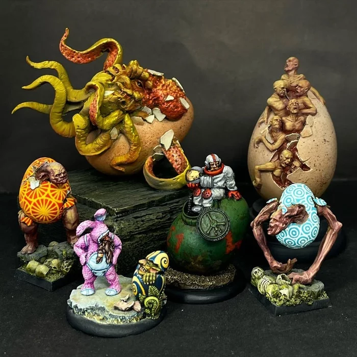 Monstrous Easter - Miniature, Eggs, Easter Bunny, Monster, The photo, Longpost, Cthulhu, 