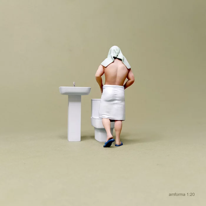 After shower - My, Miniature, 3D печать, Modeling, 3D modeling, 3D, Painting miniatures, Stand modeling, Figurines, Collecting, Scale model, Layout, Towel, Layout, Prototyping Studio, Longpost, 