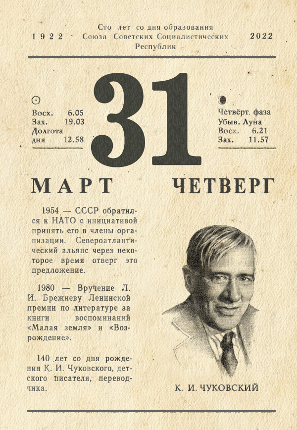 March 31, 2022 - My, Tear-off calendar, the USSR, History of the USSR, Longpost, 