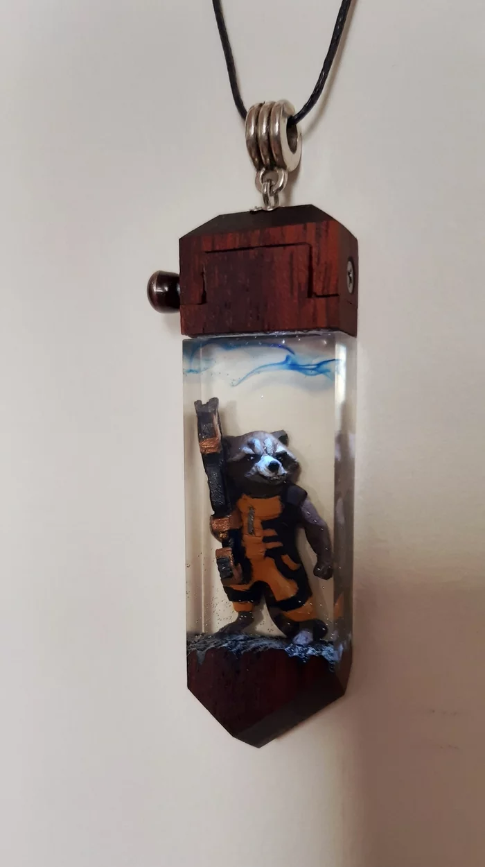 Just a pendant. Just Raccoon) - My, Raccoon, Rocket, Guardians of the Galaxy, Handmade, Needlework without process, With your own hands, Longpost, 