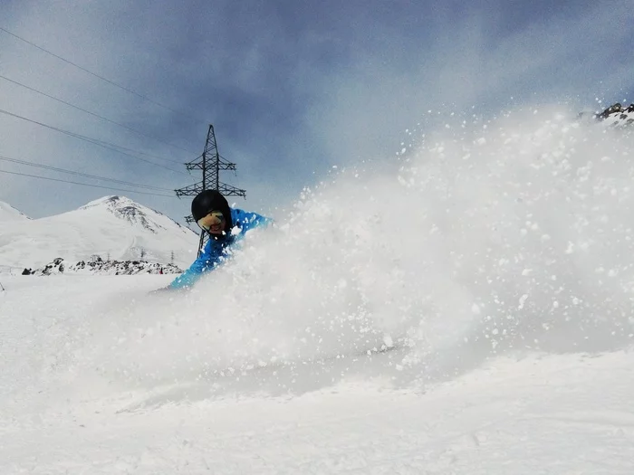 Lucky shot - Snow, Skiing, The mountains, Elbrus, The photo, 