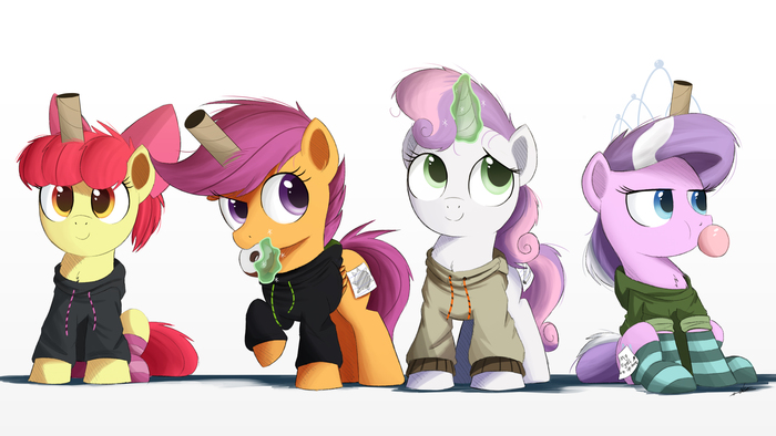     My Little Pony, , Cutie Mark Crusaders, Applebloom, Scootaloo, Sweetie Belle, Diamond Tiara, Ncmares, Ratofdrawn, Ponyart