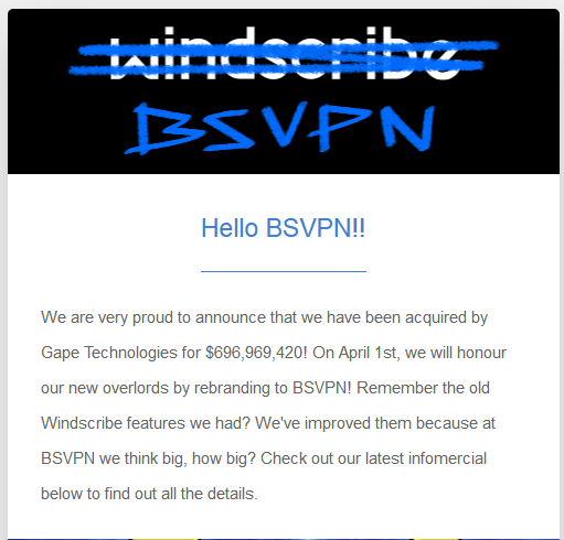 Пока Windscribe - VPN, Сделка, , 1 апреля