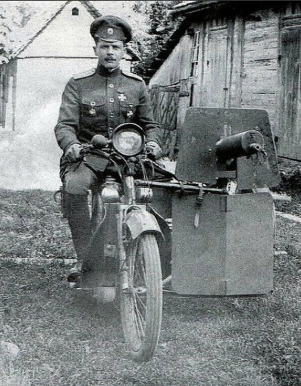 Old photo - The photo, Mood, World War I, Machine gun, Moto, Motorcyclists, Old photo, Armament, Weapon, The soldiers, Black and white photo, 