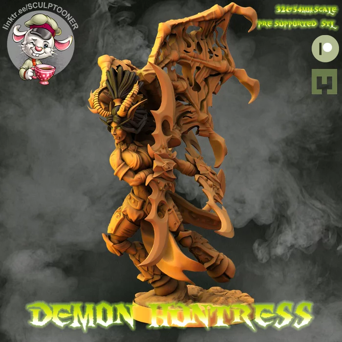 Demon-huntress - фигурка для печати на 3д принтере - Моё, Dungeons & Dragons, Покраска миниатюр, 3D печать, Миниатюра, World of Warcraft, Warcraft, Длиннопост, 