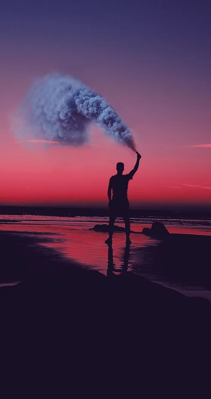 Smoke bomb - Smoke, Sunset, Smoke bomb, 