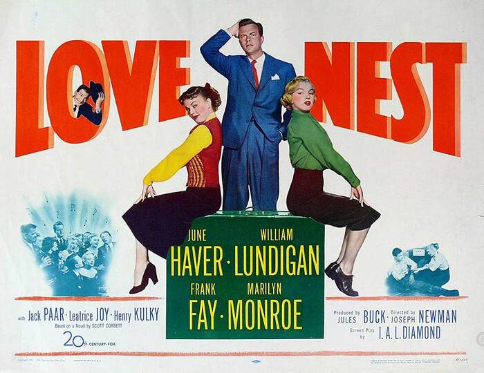 Marilyn Monroe in the movie Love Nest (X) Cycle The Magnificent Marilyn episode 923 - Cycle, Gorgeous, Marilyn Monroe, Actors and actresses, Celebrities, Blonde, Movies, Hollywood, USA, Poster, Movie Posters, 50th, 1951, 