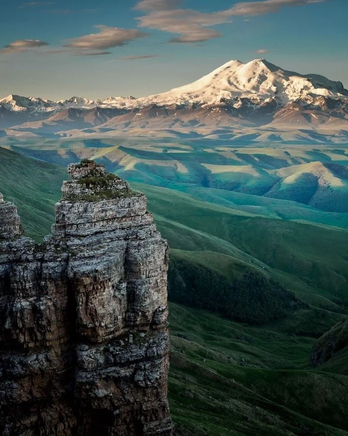 Bermamyt Plateau, view of Elbrus - Elbrus, Bermamyt plateau, The nature of Russia, Travel across Russia, Caucasus mountains, Tourism, The photo, Karachay-Cherkessia, 