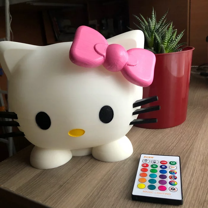 Светильник Hello Kitty :3 - Моё, 3D печать, Фигурки, 3D моделирование, Hello Kitty, Светильник, Милота, Рукоделие без процесса, Autodesk, Длиннопост, 