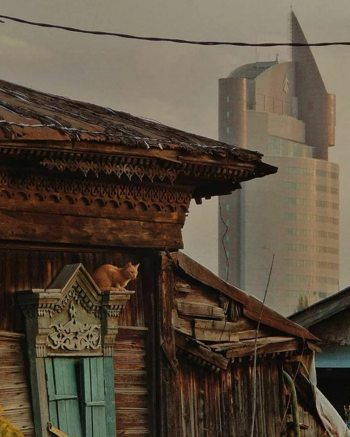 Contrasts of Ufa - Ufa, Bashkortostan, Town, Building, cat, Contrast, Travel across Russia, The photo, House, 