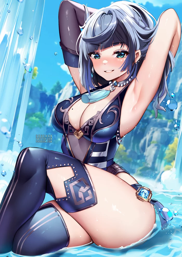 Yelan - Genshin Impact, Yelan (Genshin Impact), Арт, Девушки, Игры, Аниме, Anime Art, Squchan, 