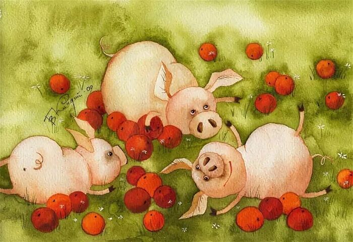 Pigs under an apple tree – a fable about overconsumption - My, Poems, Literature, Humor, Fable, Modern literature, Story, Parable, Disgusting, 