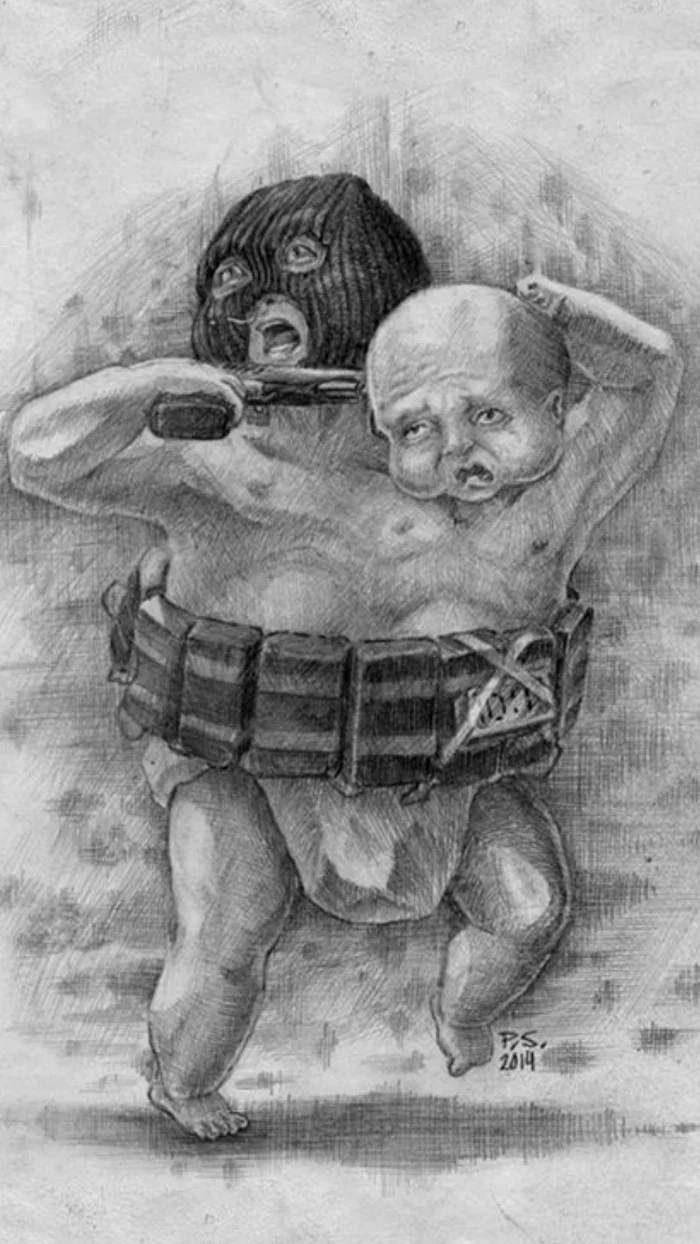 I thought then that I had drawn some kind of absurdity, now I thought about it. - My, Pencil drawing, Politics, Terrorism, 