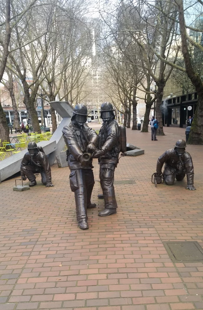 Sculptural composition dedicated to firefighters - Firefighters, Sculpture, Monument, Seattle, USA, 