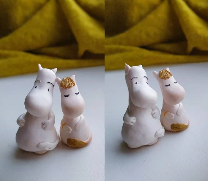 Family photo shoot of Moomin troll and Freken Snork - My, With your own hands, Polymer clay, Moomin Trolls, Freken Snork, Figurines, Лепка, Needlework, Needlework without process, 