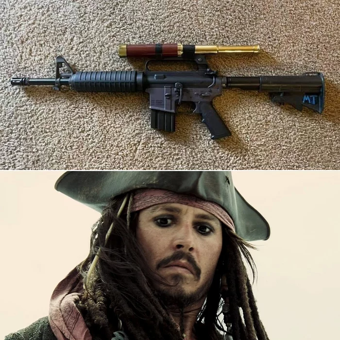 And then the Captain realized that it was much easier to return the Pearl than it seemed. - Weapon, Humor, Trailer, Spyglass, Captain Jack Sparrow, Rifle, Ar-15, 
