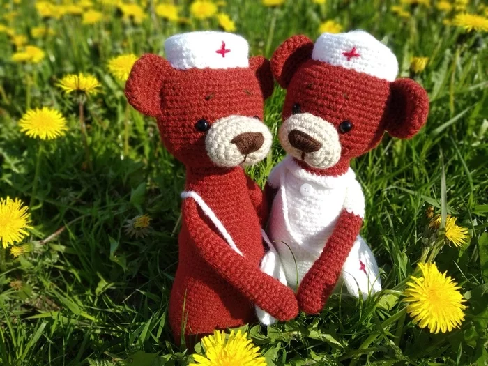 Medica bears) - My, Knitting, Crochet, The Bears, Medics, 