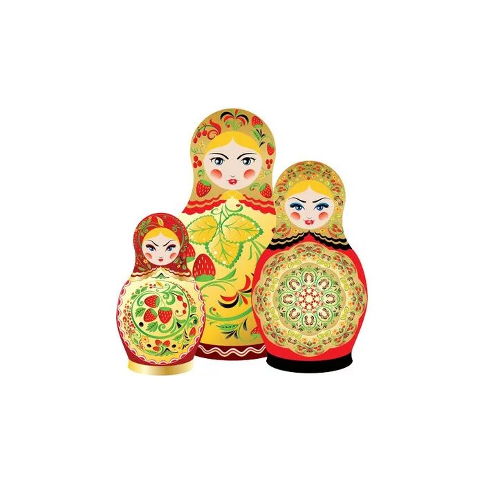 A family of three nesting dolls - My, Design, Vector graphics, Matryoshka, Russia, Strawberry (plant), Ornament, Floral, Decor, Vector, 