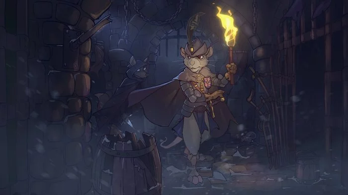Dungeon - Furry, Furry mouse, Furry fox, Dungeon, Fantasy, Torch, Art, 