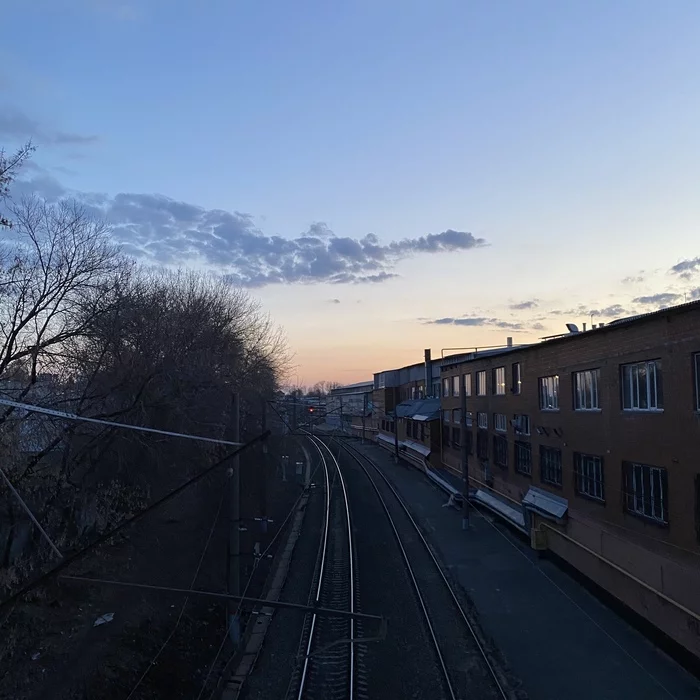 A quiet spring evening - My, The photo, Beginning photographer, Sunset, Sky, Voronezh, Railway, Evening, Appeasement, Fuck aesthetics, Spring, 