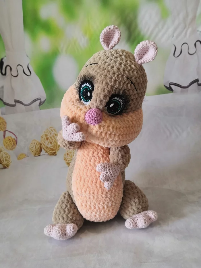 Cute hamster - My, Amigurumi, Knitting, Crochet, Knitted toys, Plush Toys, Soft toy, Presents, Hamster, Longpost, 