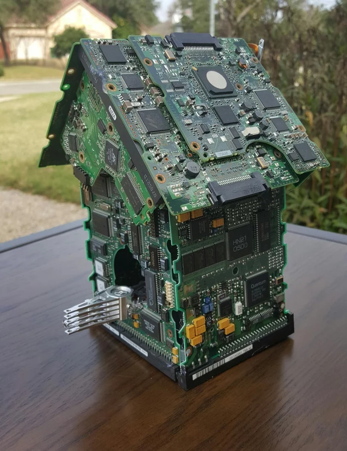 This birdhouse needs to be nailed to a 5G tower. - Birdhouse, Pay, Printed circuit board, Chip