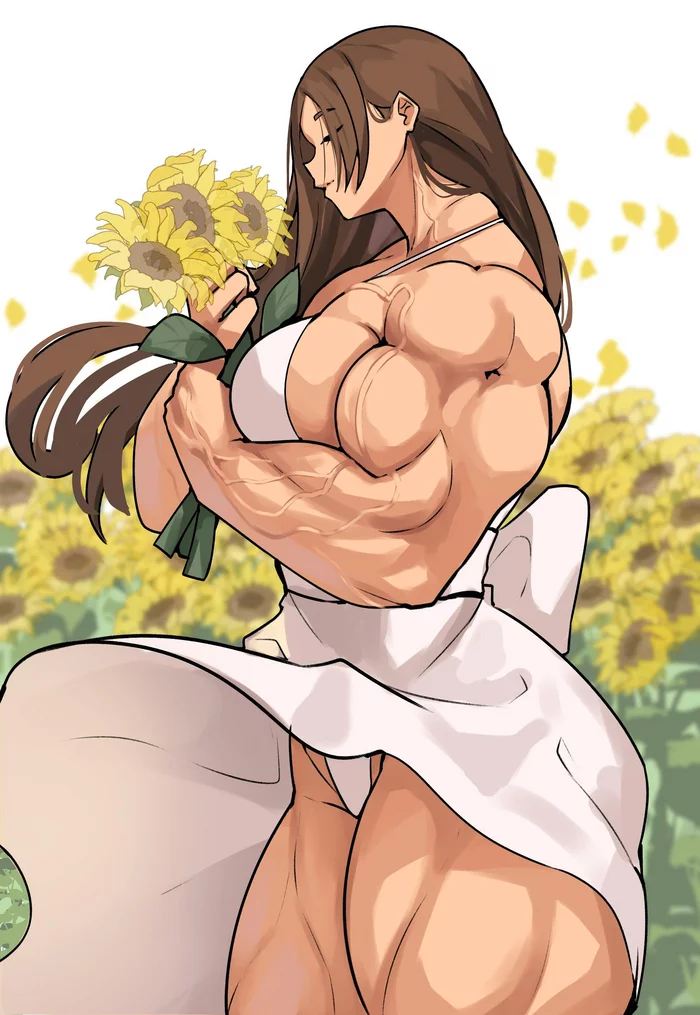 Sunflowers - Musctonk, Girls, Strong girl, Bodybuilders, Art, Muscleart, Extreme muscles