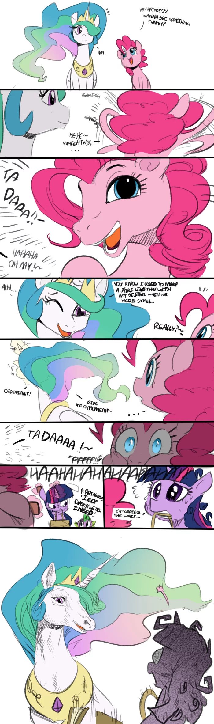 Funny faces - My little pony, Princess celestia, Pinkie pie, Twilight sparkle, Sunibee, Comics, Longpost