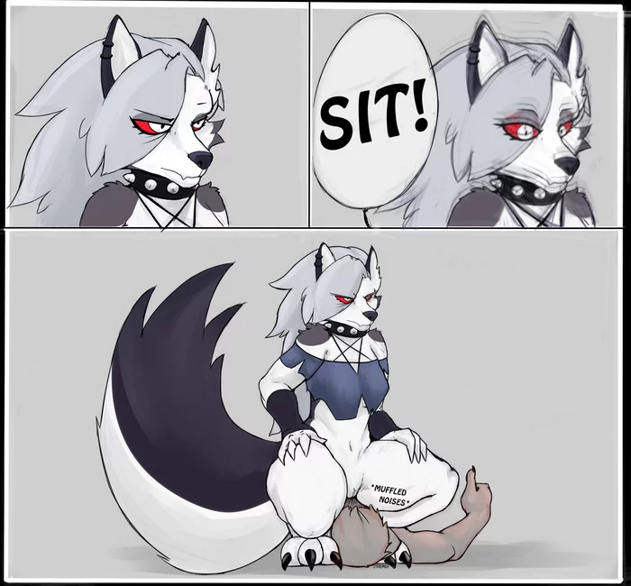 Sit! - NSFW, Furry, Furry art, Helluva boss, Loona, Furry canine, Furotica female