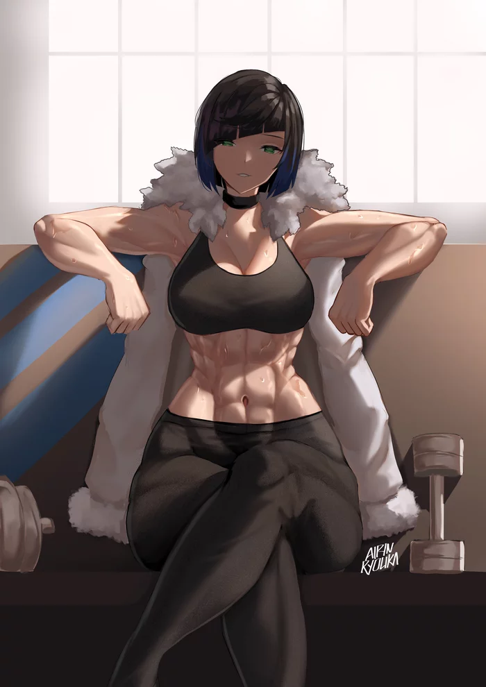 Yelan - Крепкая девушка, Арт, Девушки, Muscleart, Genshin Impact, Yelan (Genshin Impact), Аниме, Anime Art