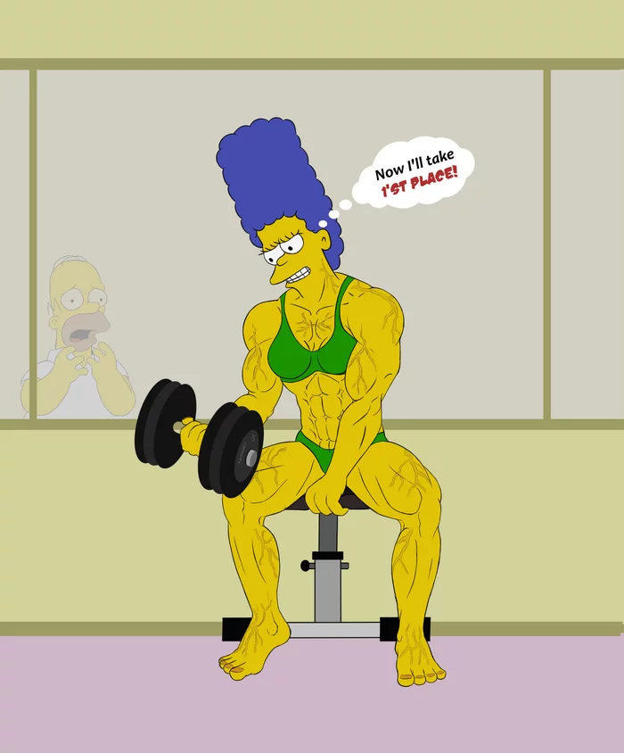 FMG - Strong Arms of the Marge Simpson - My, FMG, Female muscle growth, Body-building, The Simpsons, Marge Simpson, Muscleart
