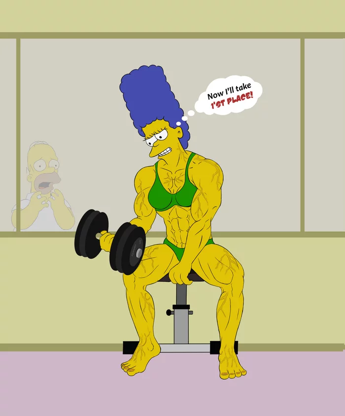 FMG - Strong Arms of the Marge Simpson - Моё, FMG, Female muscle growth, Бодибилдинг, Симпсоны, Мардж Симпсон, Muscleart