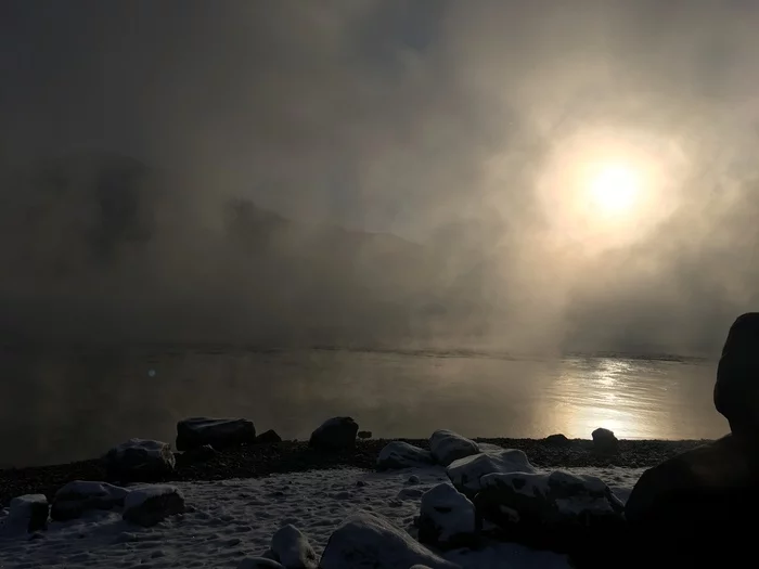 Yenisei - My, The photo, Yenisei, Fog, Shore, Longpost