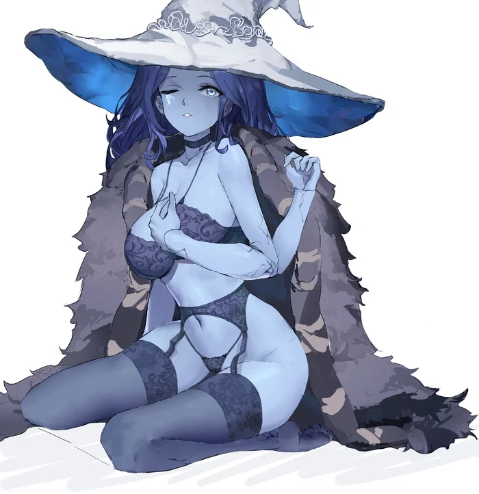 Ranni - NSFW, Anime, Anime art, Ranni The Witch, Elden Ring, Boobs, Underwear, Pantsu, Stockings, Hand-drawn erotica, Erotic, Games