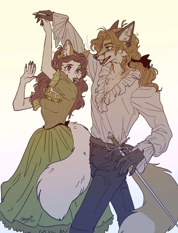 Sophie & Edgar - Furry, Anthro, Art, Furry fox, Tatujapa