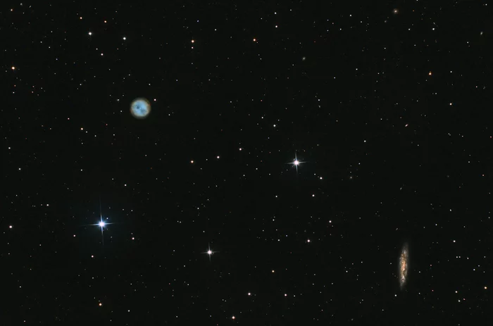 Owl Nebula (M97) and Surfboard Galaxy (M108) - My, Astrophoto, Astronomy, Stars, Big Dipper, Planetary nebulae, Galaxy