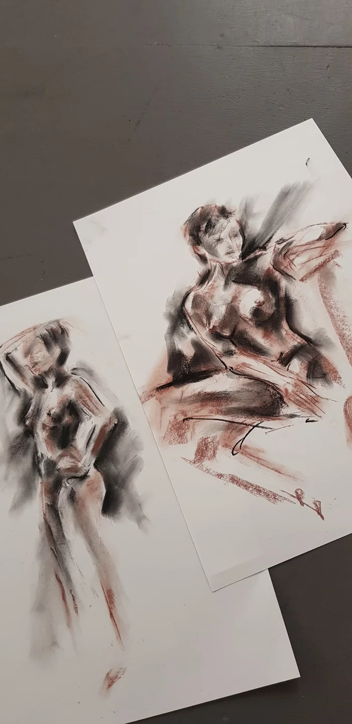 Nude sketches - NSFW, My, Creation, Illustrations, Irkutsk, Painting, Painting, Sketch, Longpost