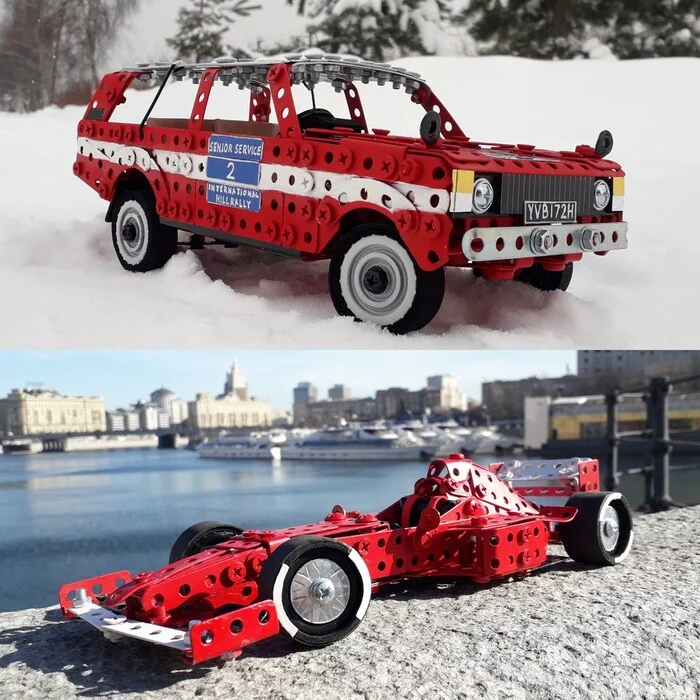 1969 Range Rover, 2000 Ferrari F1 из металлического конструктора, проволоки, резины, кожи и картона - Моё, Ferrari, Range Rover, Внедорожник, Гонки, Моделизм, Конструктор, 