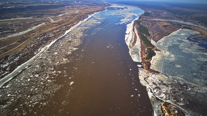 Ледоход на волге 2022, Нижегородская область - Моё, Ледоход, DJI Mavic, Вид сверху, Река Волга, Красота природы, Природа России, Река, Аэросъемка, Квадрокоптер, Дрон, 