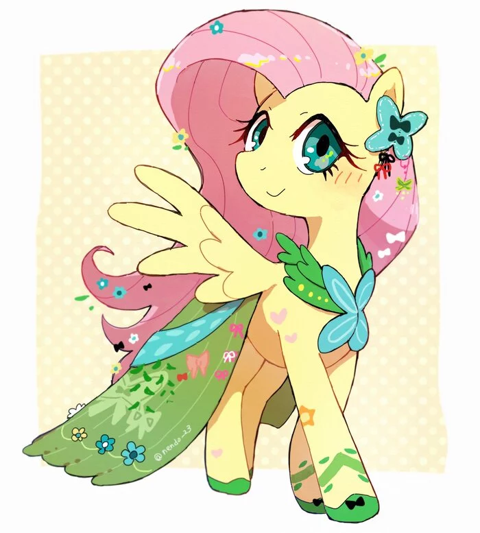 FlutterShai in a dress - My little pony, Art, Fluttershy, Thoughts, Nendo23, Longpost, 