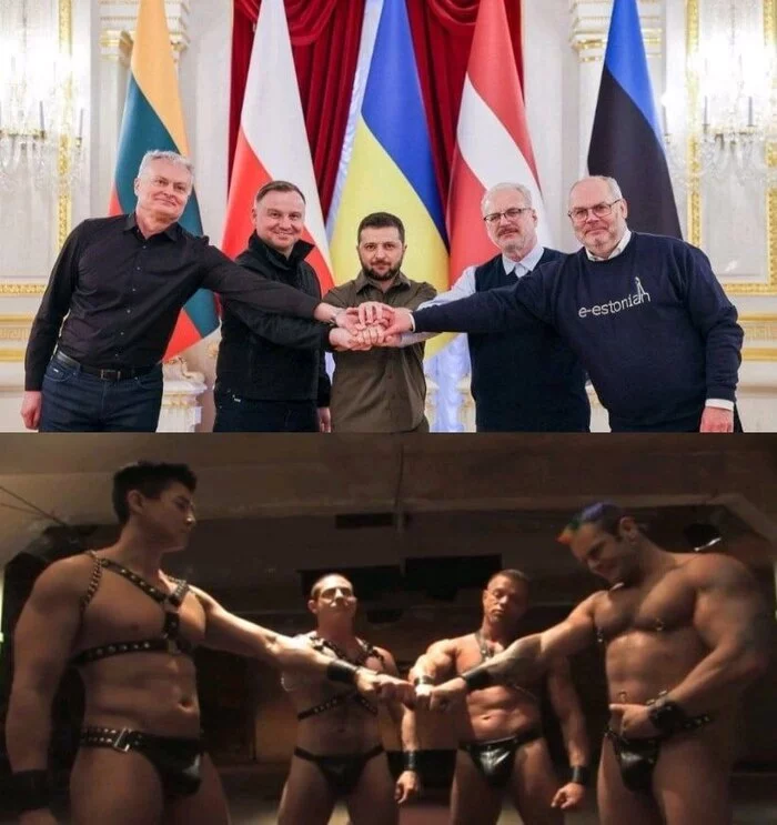 Striking similarity - Politics, Media and press, NATO, Meeting, Vladimir Zelensky, Nazis, Gays, Gachimuchi