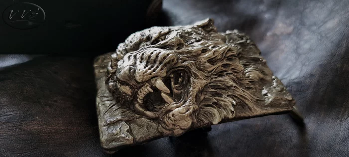 Handmade cast buckle for belt / Leopard / Snow leopard - My, Longpost, Handmade, Needlework without process, Accessories, Buckle, Belt, Style, Exclusive, Metal products, Male, Order, Thread, Artistic casting, Casting, Sculpture, Snow Leopard, Leopard