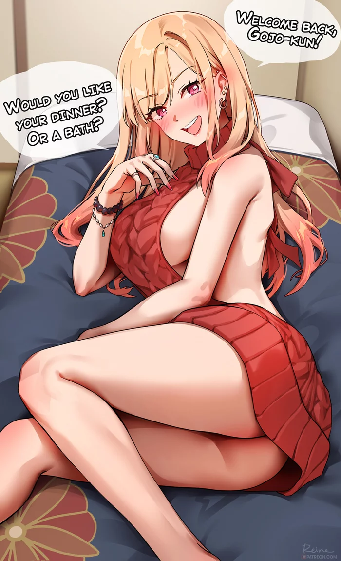 Naughty Marin - NSFW, Anime, Anime art, Sono Bisque Doll wa Koi wo Suru, Marin Kitagawa, Boobs, Hand-drawn erotica, Erotic, Foxyreine, Longpost