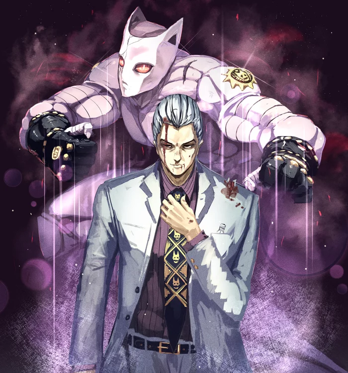 Well, where are the pens, well, where are your pens... - Anime, Anime art, Jojos bizarre adventure, Yoshikage Kira, Killer Queen, Longpost